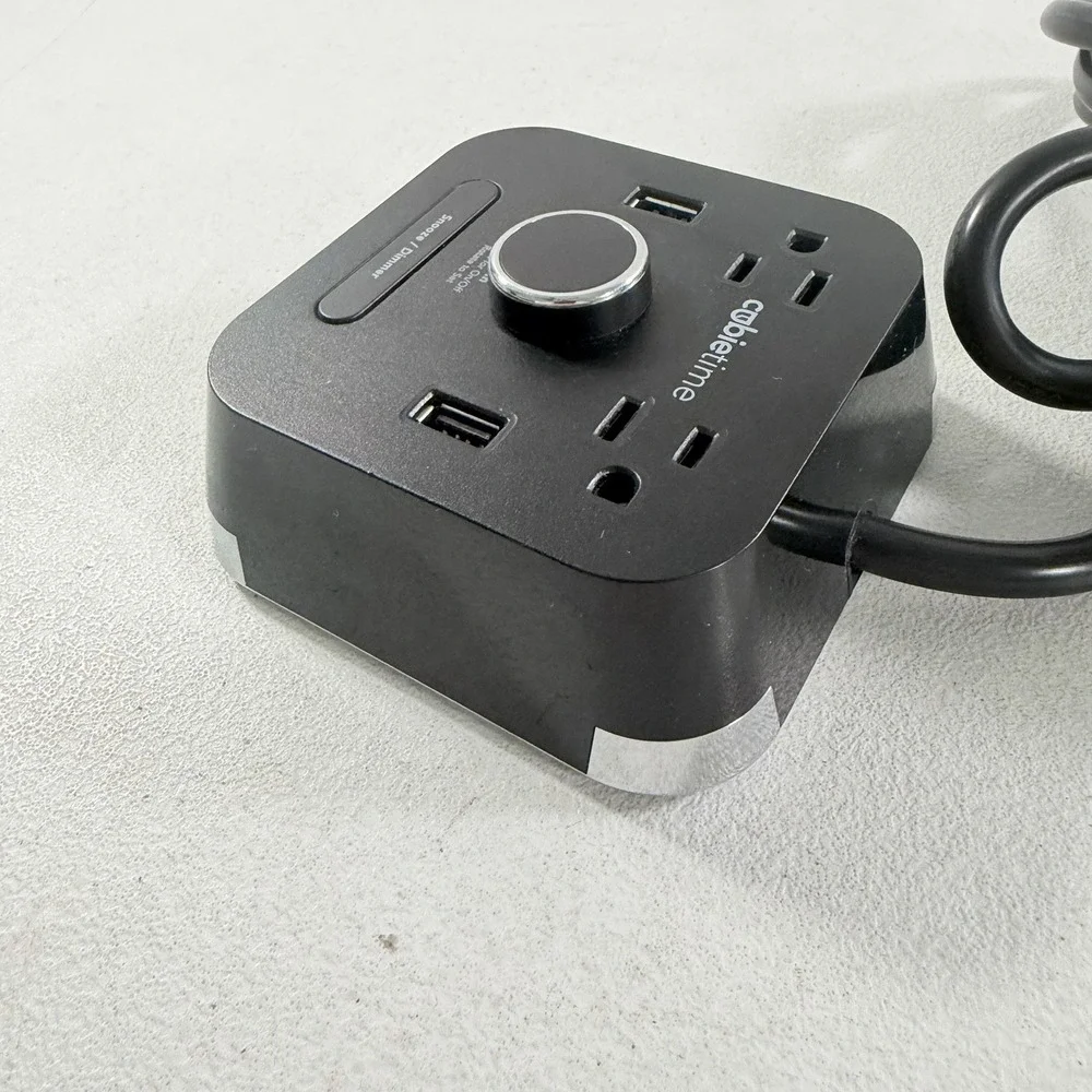 CubieTime BPECT Hotel Alarm Clock With 2 Outlets 2 USB Ports Black Tested